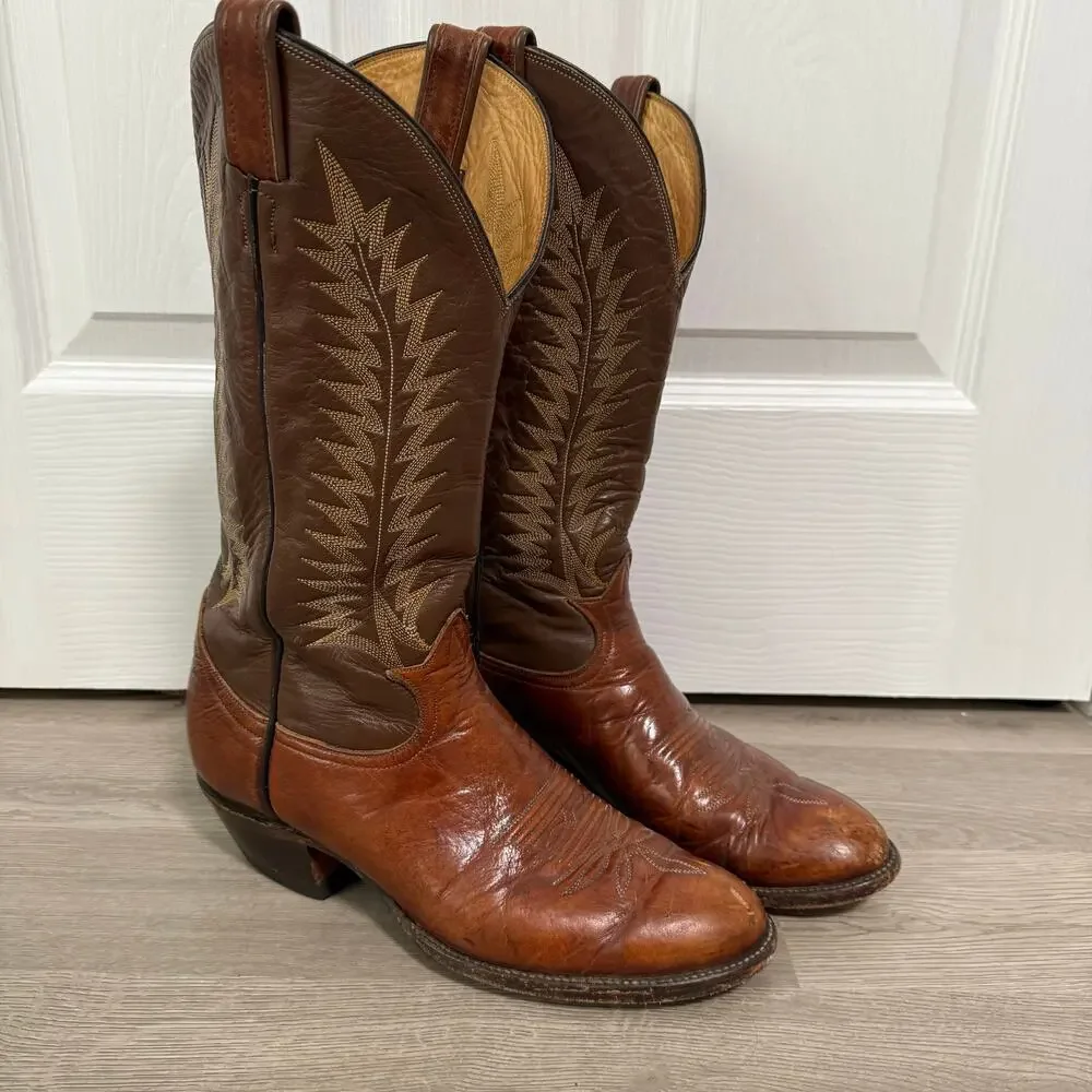 Tony Lama Men's Brown Leather 6531 Western Cowboy Boots Size 9.5B